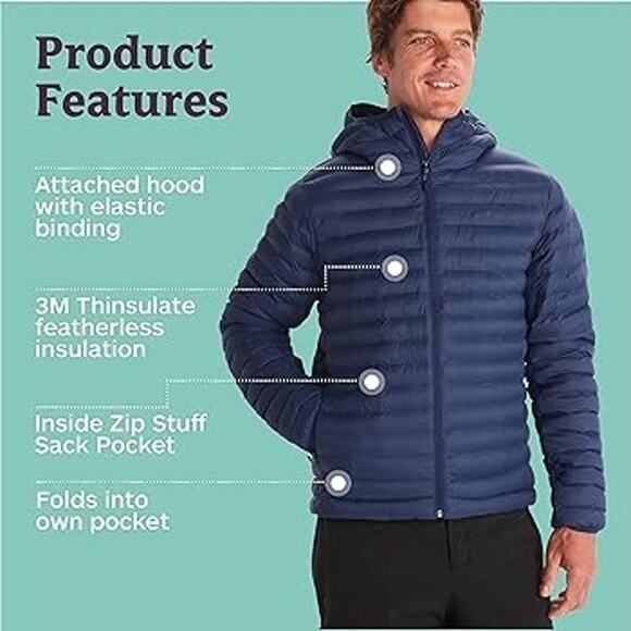 NWT Marmot Echo Blue Featherless Hoody Jacket - Picture 3 of 10